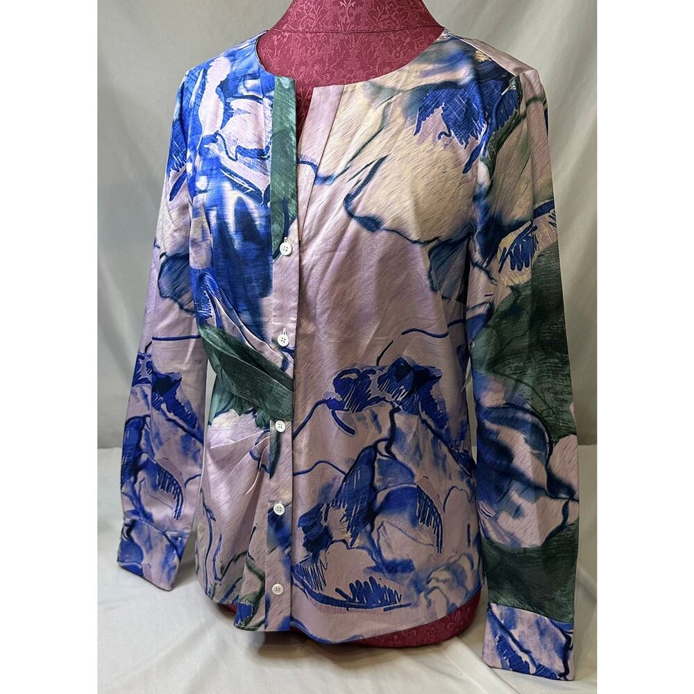 Carlisle Collection Watercolor Cinched‎ Blouse Size 6 Small